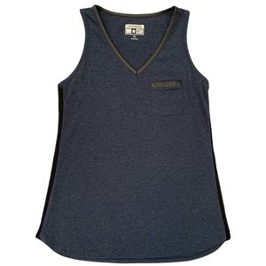 Converse Navy Sleeveless Shirt with Black Faux Leather Trim and Mesh Size XS
